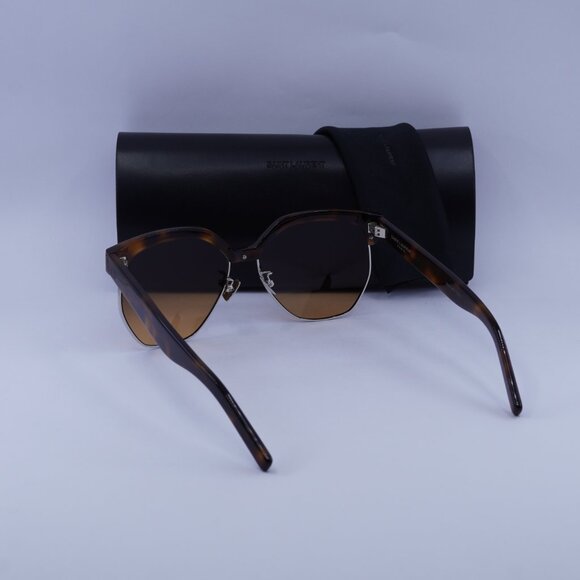 Saint Laurent SL408 001 Geometric Sunglasses - Havana/Gold/Brown - Picture 4 of 10